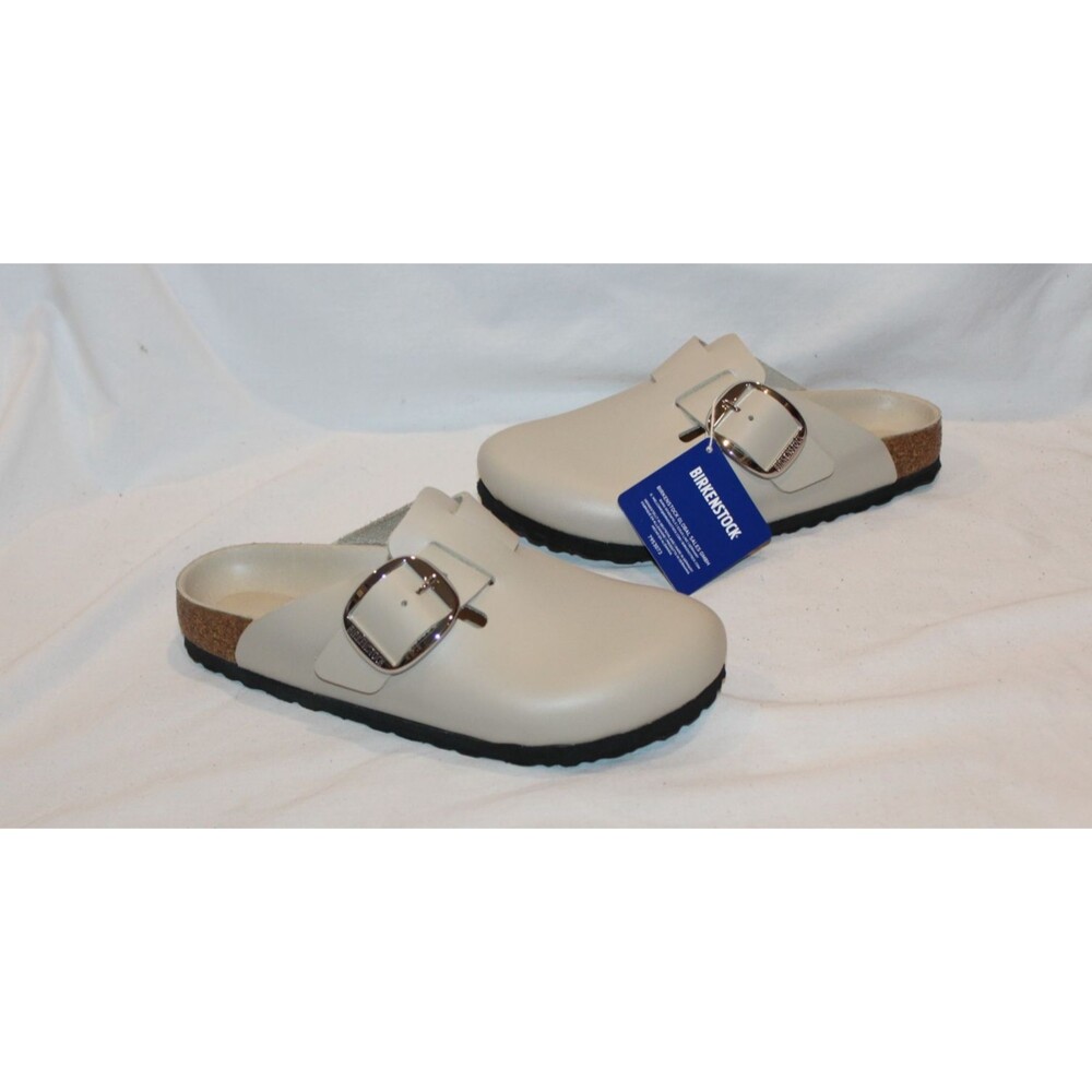 Birkenstock Women's Big Buckle Boston Leather Mule Clog EU 42 N Oyster NIB